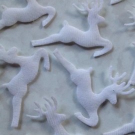 Red Plastic & Felt Reindeer 10 PC 2-SIDED WHITE FELT/RAINBOW PLASTIC PILLOW CHRISTMAS REINDEER 2 1/4" x 2"