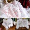 Vintage White Lace Tablecloth with Flowers, Embroidered Ruffles Square Table