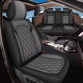 JIAMAOXIN Seat Covers for Volkswagen Passat 1999-2023, 5 Seat Full Set Faux Leather Car Seat Covers Cushion Black & Grey