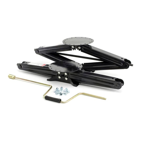 Lippert Manual 30" RV Scissor Jack Kit for 5th Wheels, Travel Trailers, Set of Two, 5,000 lb. Load Capacity, Anti Rust Coating, Universal Bolt-On Installation, Bow-Tie Base, Crank Handle - 285344