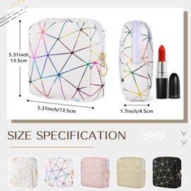 Likesing Period Bag Pouch, Leather Sanitary Napkin Storage Bag for Girls Womens, Portable Sanitary Napkin Period Pad Pouch Bag for Purse, Small Make Up Bags(Colorful White)