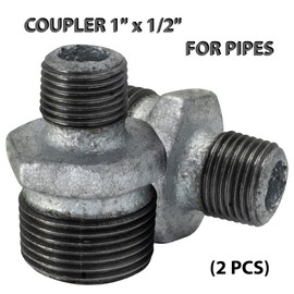AERZETIX - C65081 - Set of 2 sleeve reducers galvanised - male/male 1/2 inch x 1 inch made of cast iron - pipe screw connection with thread - sanitary heating work drinking water supply