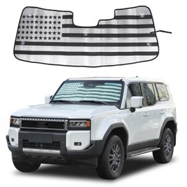Windshield Sunshade Fit for Toyota Land Cruiser 250 Prado 2024 2025, Folding Car Sun Shade for Front Window, Auto Sun Protection Visors Blocks UV Rays and Keeps Vehicle Cool, American Flag Pattern