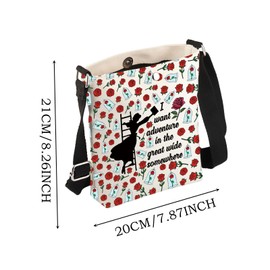 LQRI Fairy Tale Book Sleeve with Zipper Belle Rose New Adventure Gift I Want Adventure in The Great Wide Somewhere Book Sack Gift (Crossbody Bag)