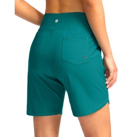 Viodia Women's 7" Swim Board Shorts High Waisted Modest Swimsuit Bathing Suit Beach Swimming Trunks for Women with Pockets Lake Blue