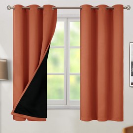 BGment Thermal Insulated 100% Blackout Curtains 63 Inch Length 2 Panels, Total Light Blocking Curtains for Bedroom, Grommet Window Drapes with Thick Black Liner, 42 Inch Wide Each Panel, Terracotta