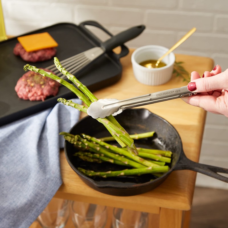 RSVP International Endurance Kitchen Utensil Collection Stainless Steel Locking Tongs