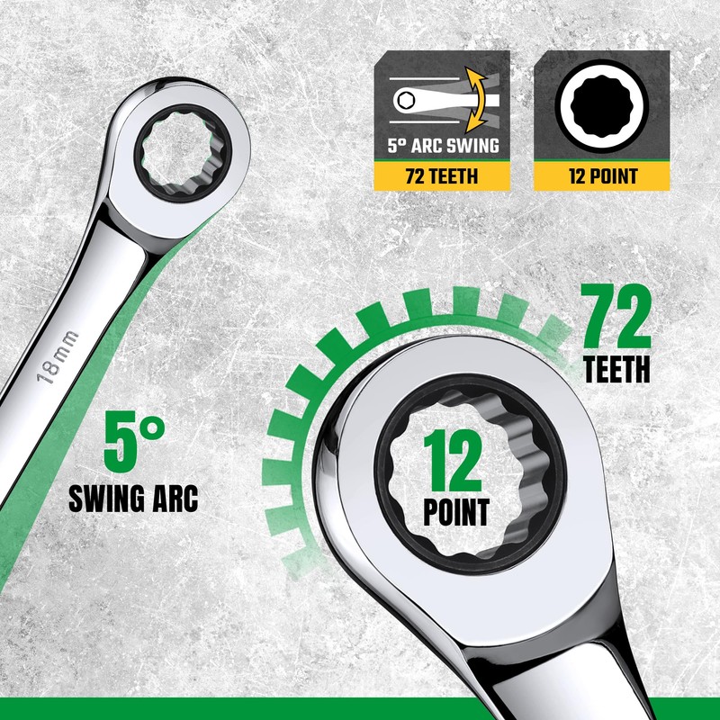 SK Ratcheting Wrench Set, Combination Wrench Set, 12-Piece, Metric 8