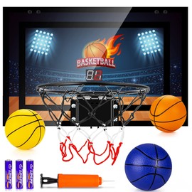 TREYWELL Indoor Basketball Hoop Boys Gifts for Teens and Adults Door Room Basketball Hoop Mini Hoop with Electronic Scoreboard, 3 Balls and Batteries Basketball Toys for 8 9 10 11 12