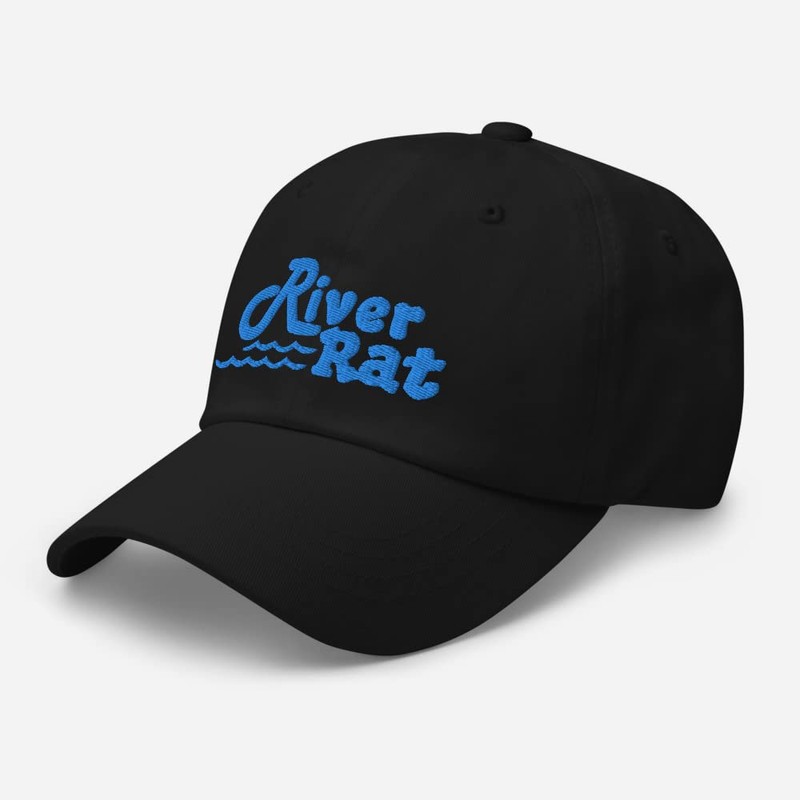 Dad hat - River Rat - Embroidered Design Black