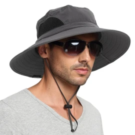 Wide Brim Sun Bucket Hat, Waterproof Boonie Hat for Men & Women | UPF 50+ UV Protection, Adjustable Fit, Chin Strap & Sweatband, Foldable Durable for Fishing Hiking Garden Beach