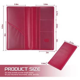 JUSTTOP 2Pack Car Registration and Insurance Holder,Car Document Holder for Cards License with Magnetic Shut,Vehicle Glove Box Car Organizer for Documents, Cards, License(Rose red)