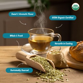 Spice Profile | USDA Organic Fennel Seeds (Whole) | Resealable 4oz Pouch | Saunf | Perfect for Cooking, Teas, Smoothies & Lattes | Sweet & Aromatic