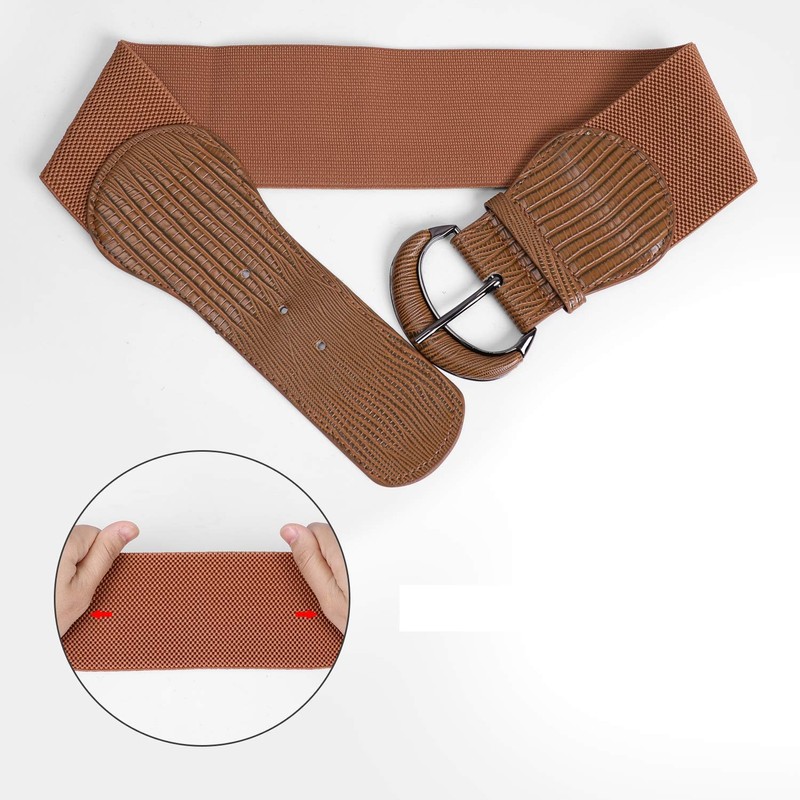 JASGOOD Wide Belt Women's Belt Rubber Belt Sash Belt Croco