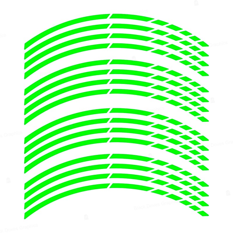 Fluorescent Wheel Rim Stickers Complete Set with Stripes for Front