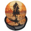 Famame 6 Pcs West Desert Cowboy Sunset Leather Coasters for