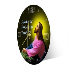 Geek Alerts 12inch Silent Wall Clock, Jesus Christ Look at The Time Modern Acrylic Print Wall Clock Battery Operated Quartz Religious Watch for Church Cathedral Baptism Christian Home Decor