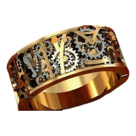 Awmnjtmgpw Creative Gear Ring 18K Gold Men's Steampunk Thumb Adjustable Stackable Men's Adjustable Ring Size 5-12 (Size 5)