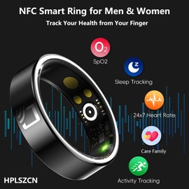 HPLSZCN NFC Smart Ring Health Tracker, Sleep & Heart Rate Monitor, IP68 Waterproof Smart Ring for Men/Women, Fitness Tracker for Daily Sports (13# 22.2mm)