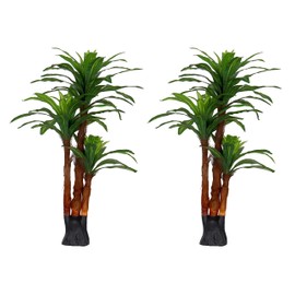 Pair AMERIQUE Gorgeous & Unique 5.3 Feet Tropical Dracaena Artificial Plant Trees, Feel Real Technology, Green and Yellow