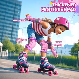 Kids Knee Pads Elbow Pads Wrist Guards Set, Protective Gear Set for Girls Boys Roller Skating Bike Cycling Skateboard Scooter (Pink Camo, Small (3-7years))