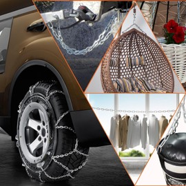 SWTYExt Chain 304 Stainless Steel Chain 3 MM 2 Metre Heavy Duty Chain Metal Chains Link Chain with Carabiner Thick Chain for Gate Padlock Outdoor Lifting Hanging Swing Chain Bike Cycle Lock Pet Chain