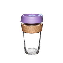 KeepCup Brew Cork, Reusable Glass Tumbler with Natural Cork, Grande Coffee Cup 16oz/454ml - Moonlight