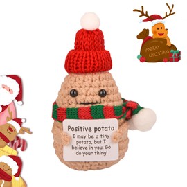 AXERHK Pocket Hug, Emotional Support Potato, Emotional Support Pickle Doll With Card, Cute Potato for Encouragement Friends Christmas New Years Eve Decorations (Christmas Hat Potato)
