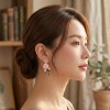 Aretes Plata 925 Oro 14k Rosa Flor Perla Zirconia Mujer