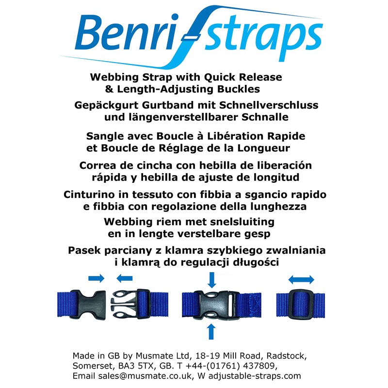 25mm webbing straps with quick release buckle & securing buckle