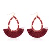 Bohemian Silky Thread Tassel Strand Fringe Statement Hoop Earrings -