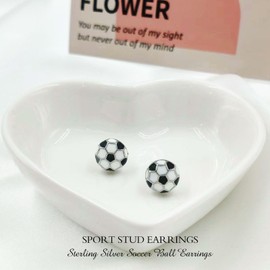 Fußball Bolzen Ohrringe, Sterling Silber Sport Ohrringe für Frauen Mädchen, hypoallergen Fußball Ohrringe Sport Ohrringe für Teenager Mädchen Fan Geschenke Sportliebhaber (Soccer)