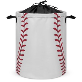 Velumair Baseball Laundry Basket Collapsible Kids Laundry Hamper with Lid Small Dirty Clothes Hamper Baseball Room Decor Boys Hamper for Bedroom