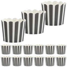 Luxshiny 50pcs Muffin Cups Baking Paper Cup Cupcake Muffins Liners Black and White Stripes Baking Cup for Christmas Party