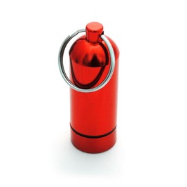 Pill Box Set of 2 Pill Box Aluminium Capsule Key Pendant Mini Waterproof Colour: Red Height: 55 mm