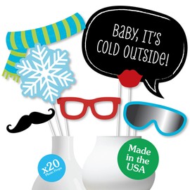 Big Dot of Happiness Winter Party - Photo Booth Props Kit - 20 Count