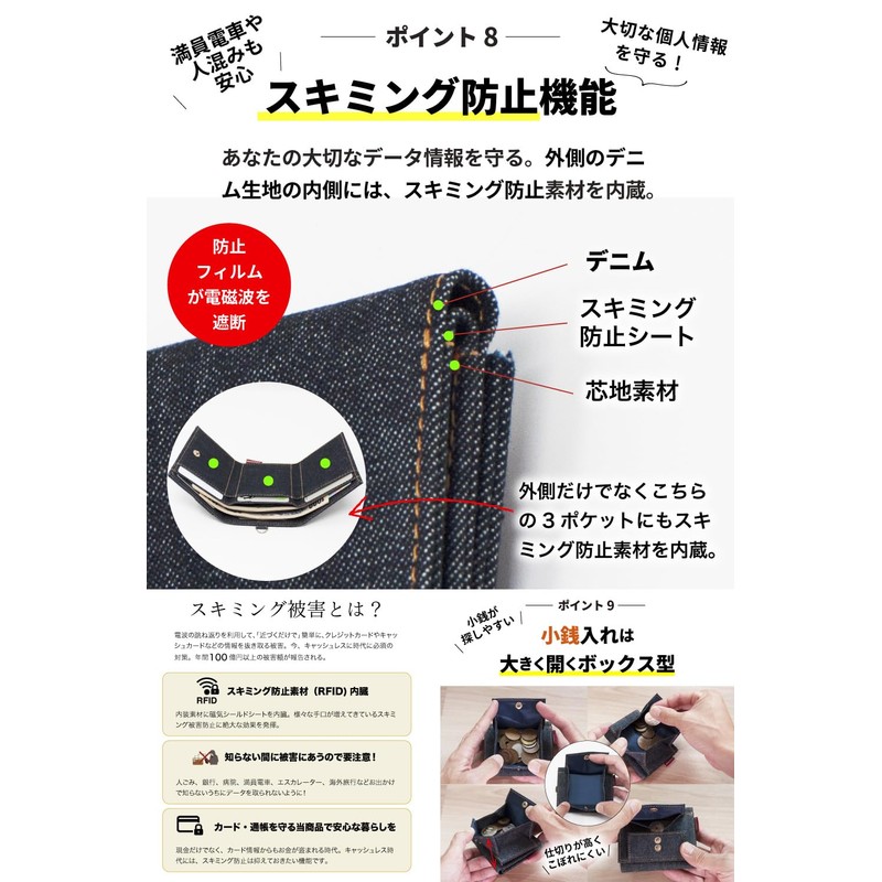 Need Network Japanese Proud Denim Mini Wallet, Trifold Wallet, Coin