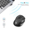 TERPORT F20 Mouse Inalámbrico, Mouse Ergonómico de 2.4G con 5 Niveles de dpi Ajustables, Ratón Portátil con Receptor USB, 10M de Conexión, Ratón Ergonómico de 6 Botones, hasta 2400DPI,Win/Mac, Negro