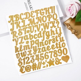 1 Inch Holographic Laser Letters Stickers,10 Sheets 880 Pcs Glitter Letter Stickers,Self Adhesive Vinyl Alphabet and Number Decals for Scrapbook Cups Water Bottle DIY Crafts Window Door Cars (Gold)