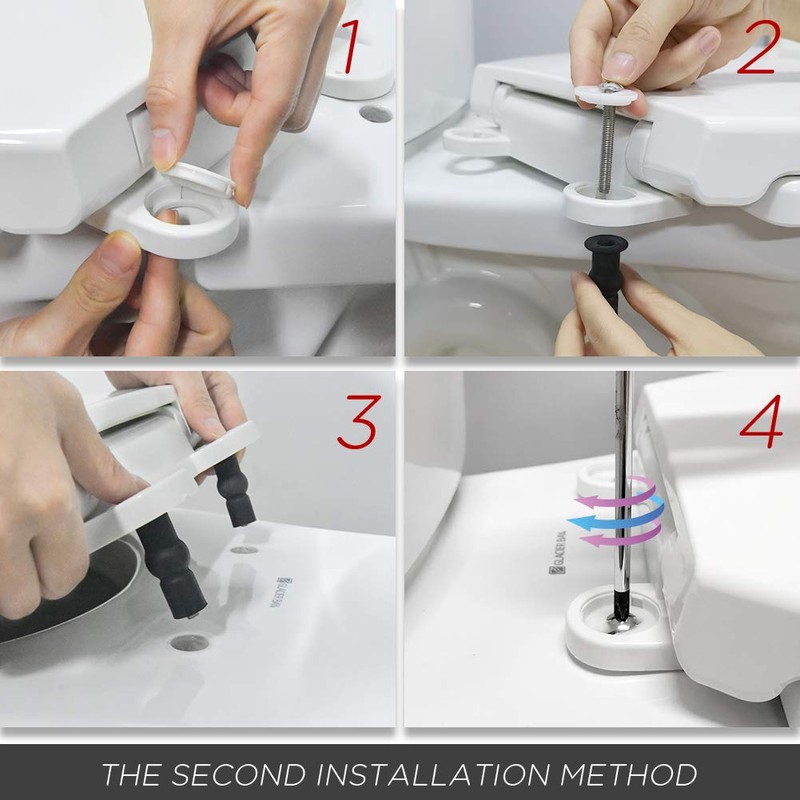 Toilet Seat Round with Non-Slip Seat Bumpers, Universal Quiet-Close Toilet