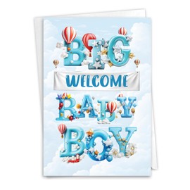 NobleWorks, Funny Baby Greeting Card (Parents) with 5 x 7 Inch Envelope (1 Card) Shower, Announcement Big Boy C10849BBG