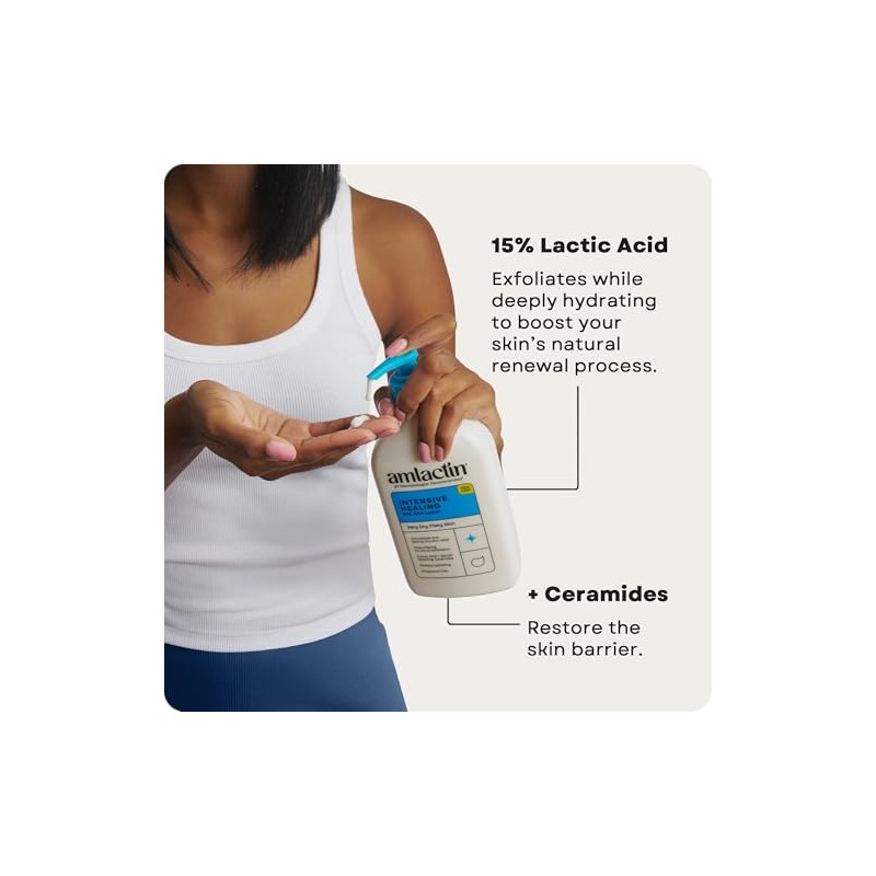 AmLactin Loción corporal restauradora de alivio rápido con cerámicas, loción