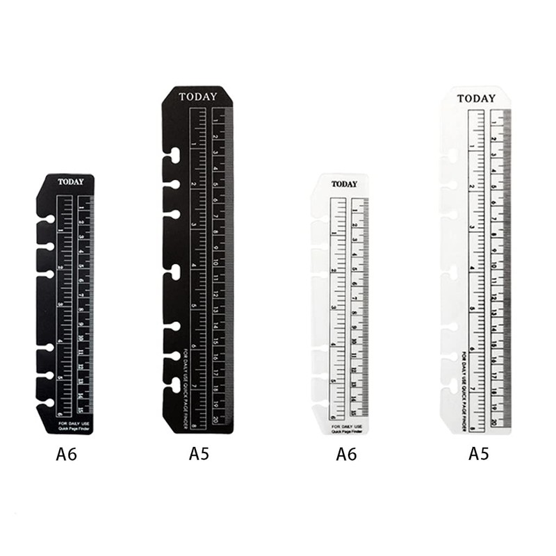PHILSP 2 Pieces Black/Clear Plastic Page Marker Pouch Pagefinder Measuring