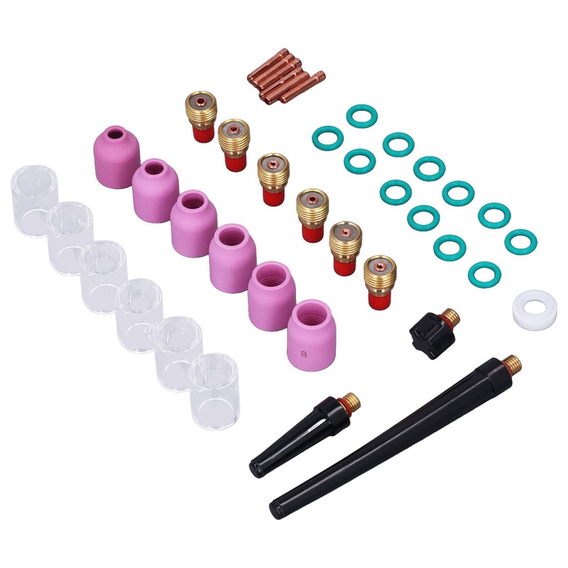 40Pcs TIG Welding Torch Accessories Kit Collet Alumina Nozzle Gas