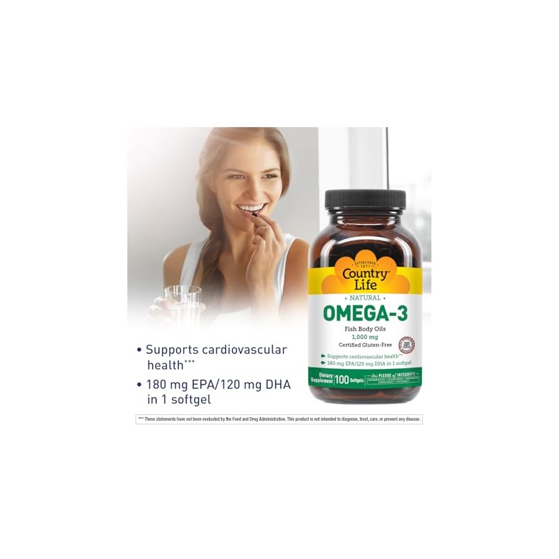 Country Life Aceite de pescado omega-3 - 1000 mg -