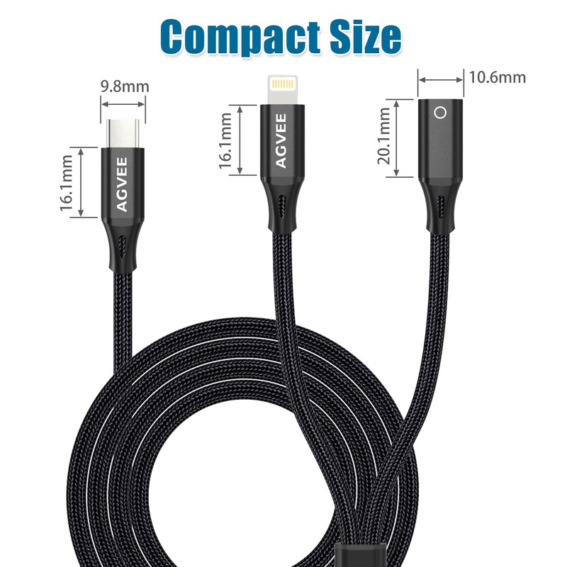 AGVEE 5ft USB-C Male to Lightning Female Charging Pencil Adapter