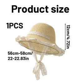 Lace Sun Hats, French Style Floral Lace Bowknot Straw Hat, Summer Straw Hat Women, Foldable, Beach Vacation UV Protection, Beach Sun Hats for Travel Beach Cap Outdoor Pool Hiking Off-White