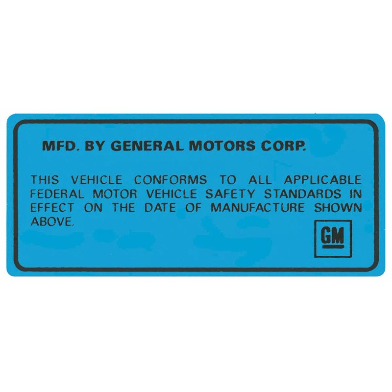 NYRM GM DOOR JAMB DECAL SET VIN DECAL + GM