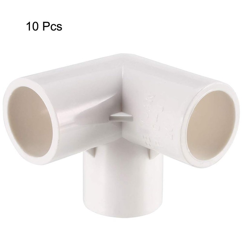 TOP-VIGOR 10Pcs 20mm 3 Way Elbow PVC Pipe Fitting, Tee
