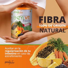 Fibra Digestiva en Polvo 100% Vegetal Adicionada con Papaína y Bromelína + Lactobacilos | Lata de Fibra Activa Enzimática 400 gr | Suplemento